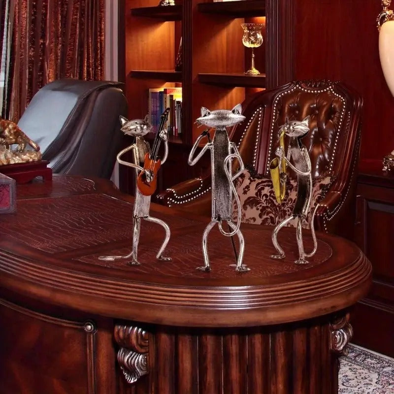 3 Piece Cat Band, Metal Sculptures