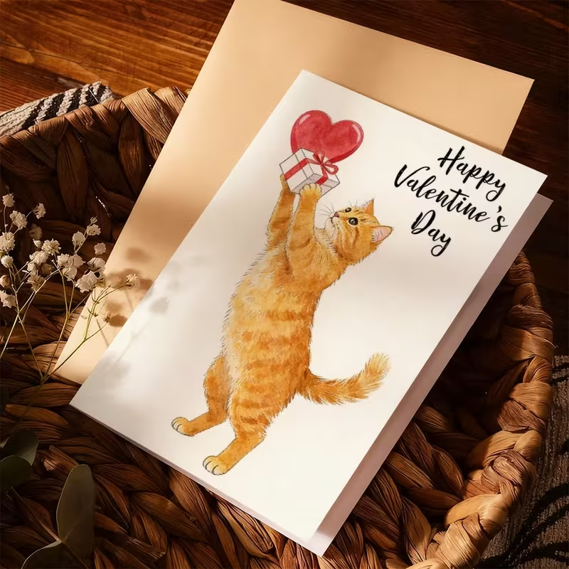 Cute Ginger Cat Valentine's Day Card5