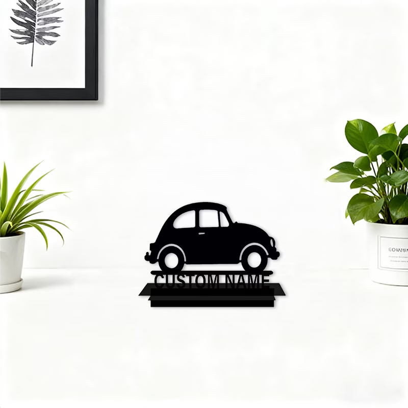 NEW Custom VW Bug Die Cut Metal Silhouette With Your Name or ?4
