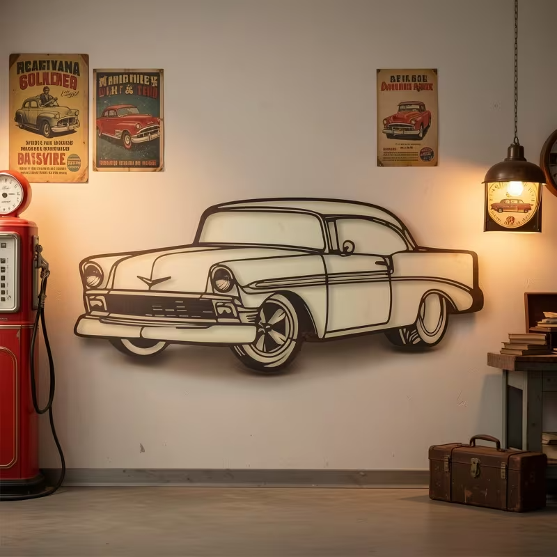 NEW Vintage 1956 Chevy Classic Metal Silhouette Wall Art5