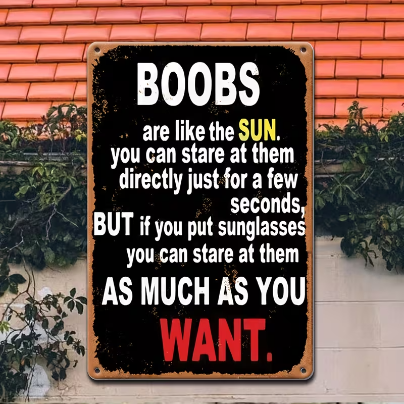 NEW BOOBS Sarcastic Vintage Looking Metal Sign5