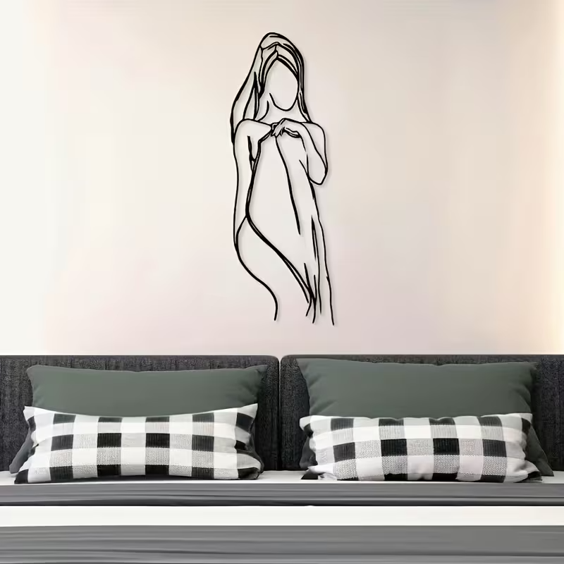 NEW Female W/ Towel Line Art Metal Silhouette Wall Decor4