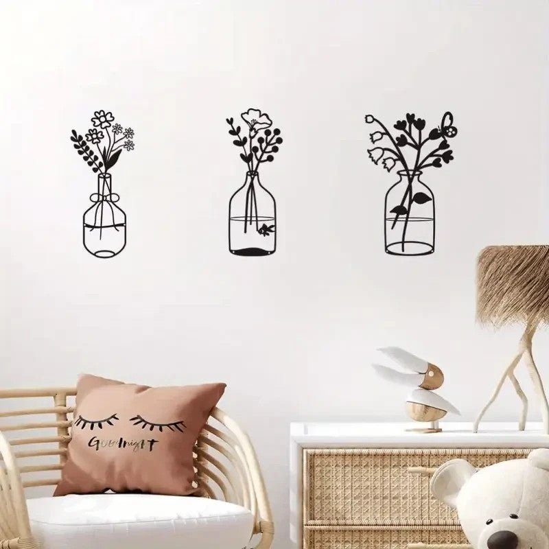 Metal Flower Wall Hangings 3 Pieces 1 Price - FranksFunkyStuff