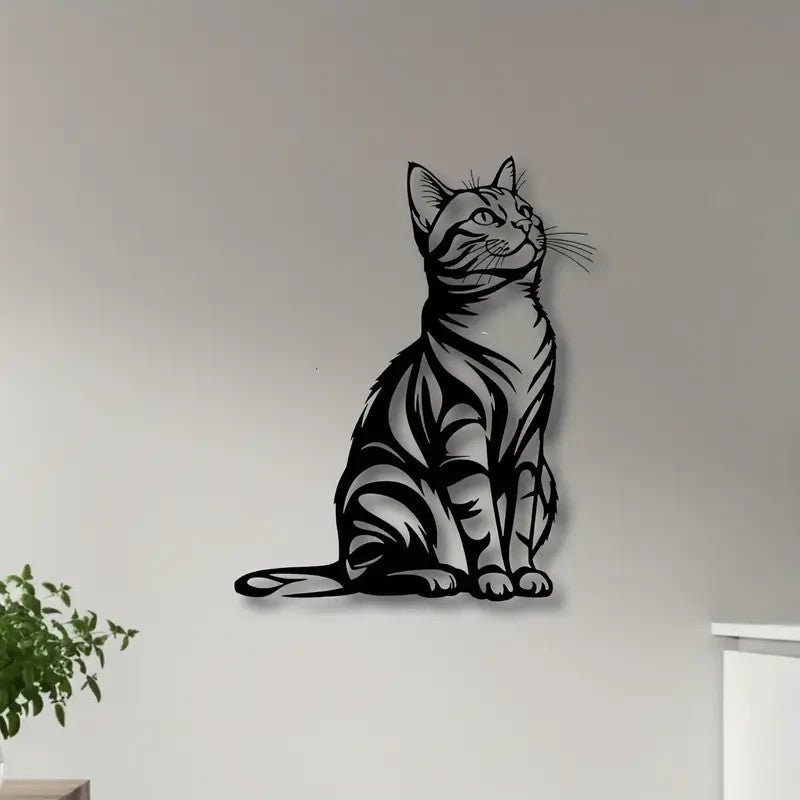 NEW Adorable Cat Metal Silhouette Wall Art - FranksFunkyStuff