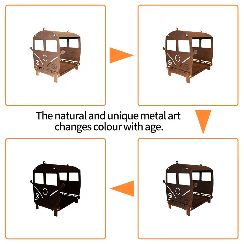 NEW Bird House Volkswagen Bus Rusty Metal Design - FranksFunkyStuff