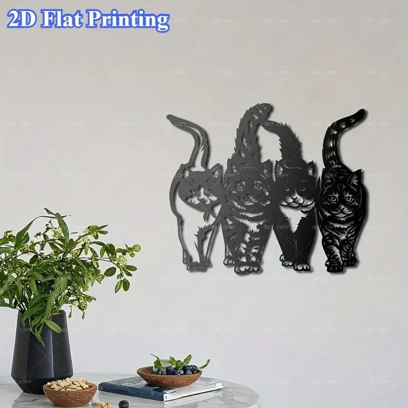 NEW Charming Metal Cat Silhouette Wall Art - FranksFunkyStuff