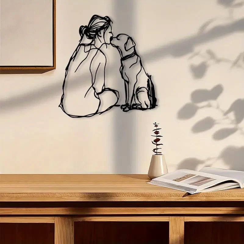 NEW Dog Kissing Girl Metal Silhouette - FranksFunkyStuff