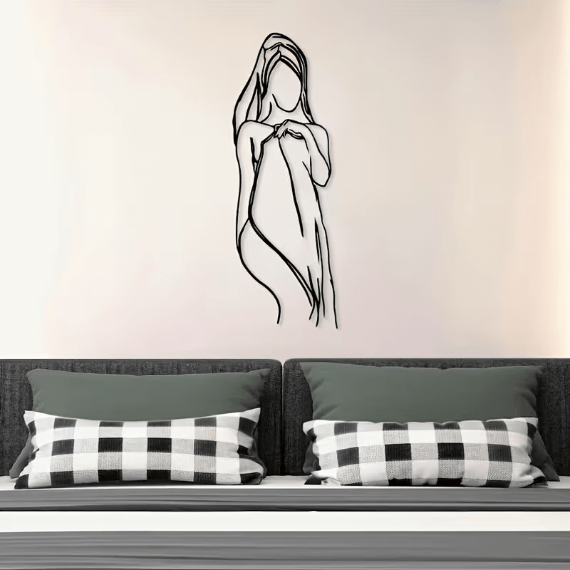 NEW Female W/ Towel Line Art Metal Silhouette Wall Decor - FranksFunkyStuff
