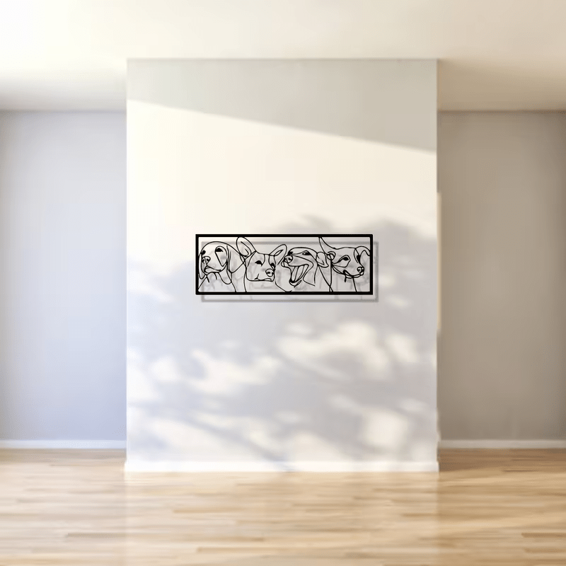 NEW Four Dog Faces Line Art Metal Wall Art - FranksFunkyStuff