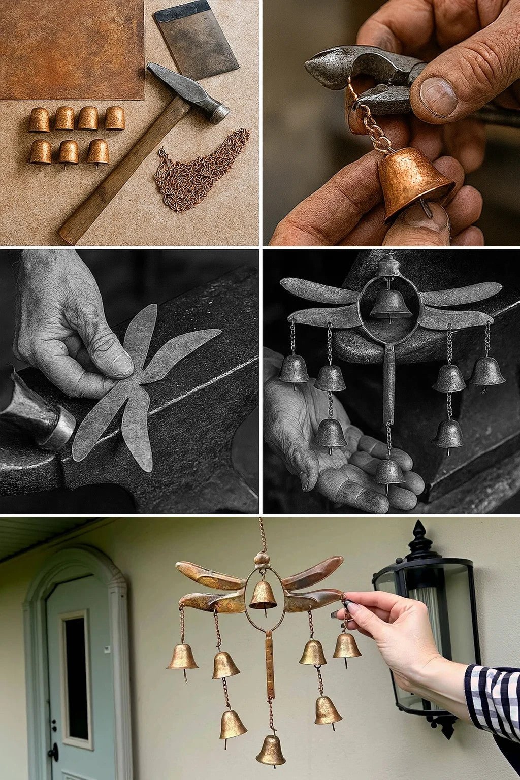 NEW Handmade Dragonfly Copper and Metal Wind Chime With Bells - FranksFunkyStuff