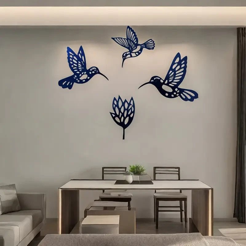 NEW , Hummingbirds and Flower Silhouette 4 Pieces Total - FranksFunkyStuff