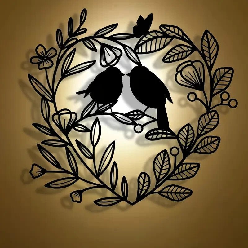 NEW Love Birds, Abstract Metal Wall Art with Birds & Branches - FranksFunkyStuff