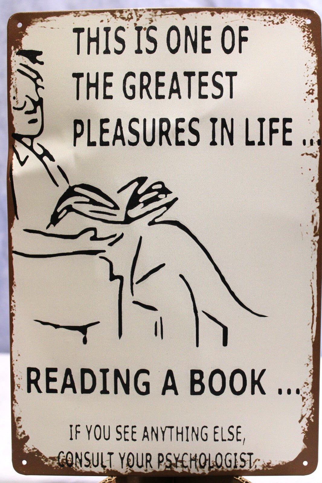 NEW METAL TIN SIGN GREATEST PLEASURES IN LIFE READING A BOOK..SEE For yourself - FranksFunkyStuff