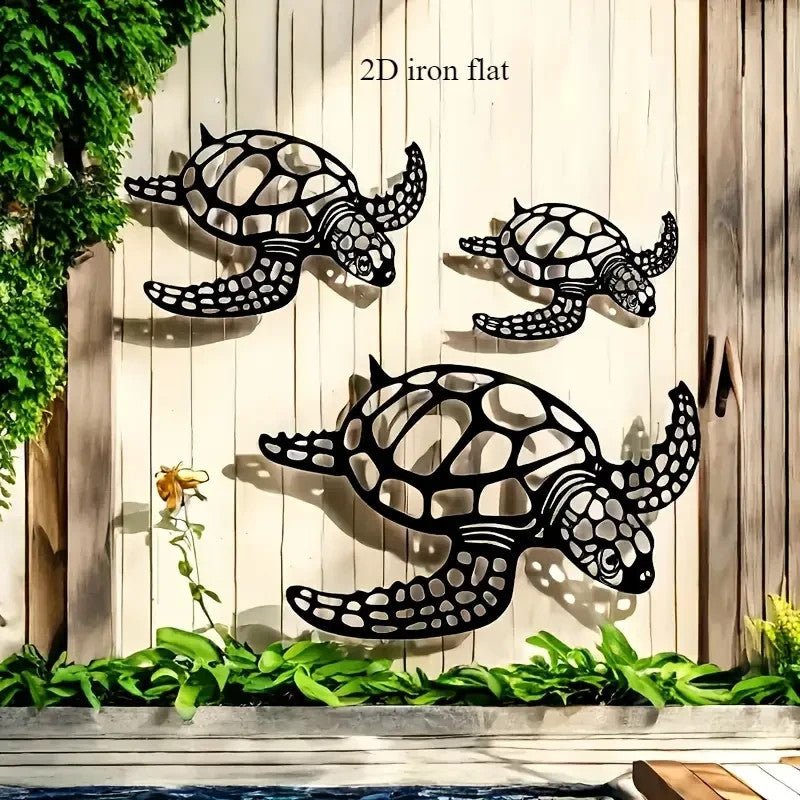NEW Metal Turtles Wall Decor Set, 3 Turtles Set - FranksFunkyStuff