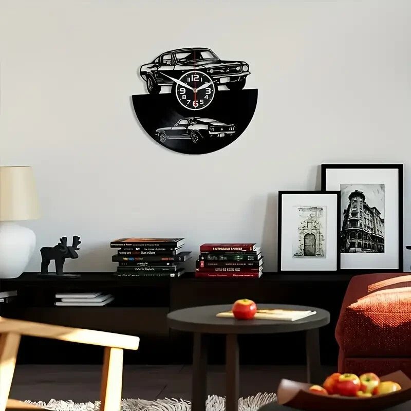 NEW Mustang Car Vinyl Record Wall Clock - Silent Clock with AA Battery Powered - FranksFunkyStuff