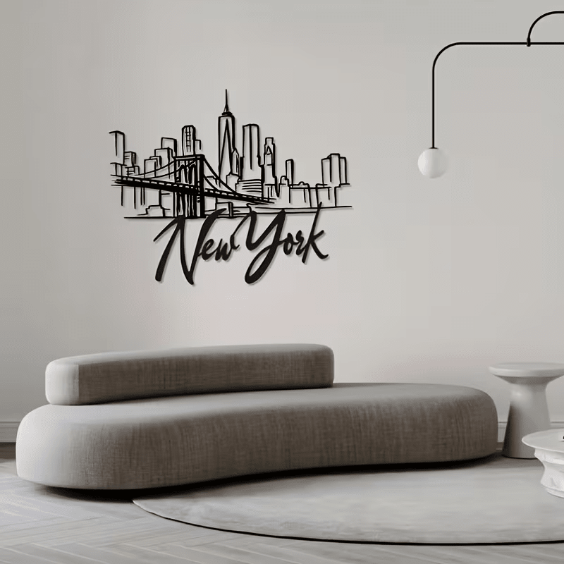 NEW, New York City Skyline Metal Wall Art with Brooklyn Bridge - FranksFunkyStuff