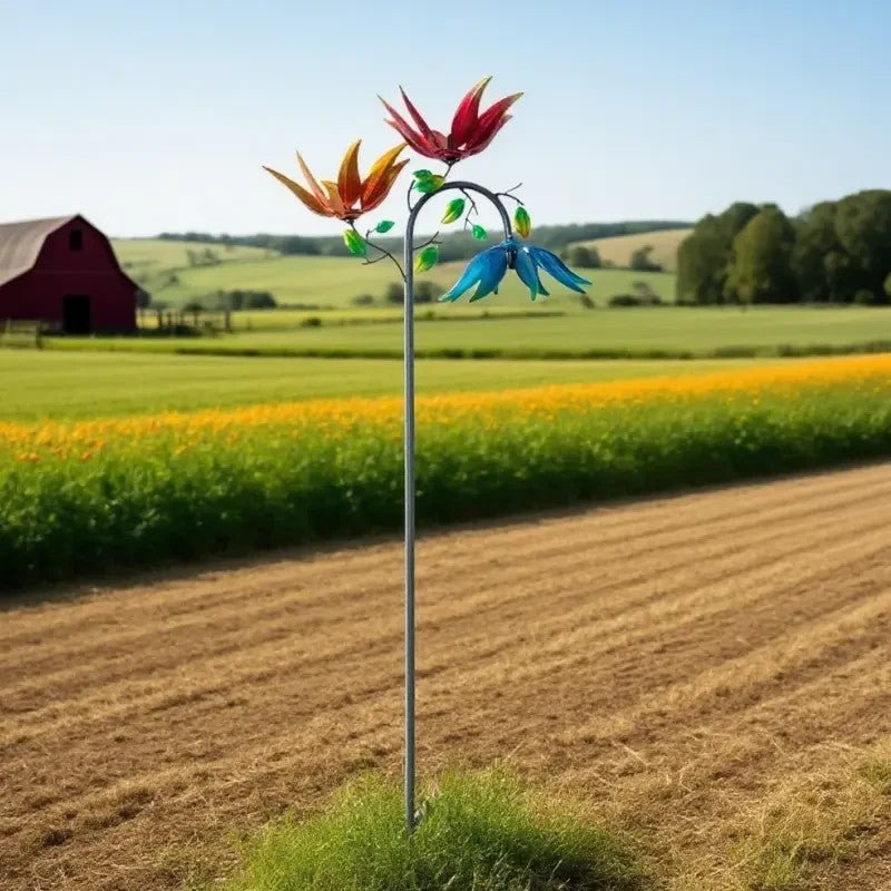 NEW Rustic Style Outdoor Decorative Metal Flower Windmill ( 1 ) - FranksFunkyStuff