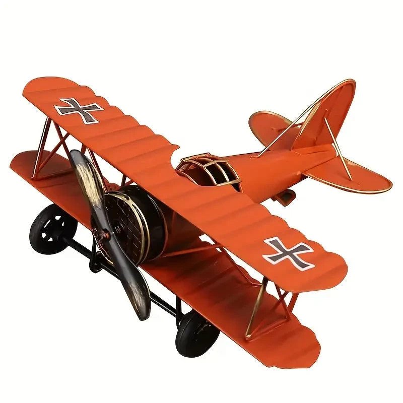 NEW Vintage Looking Metal Bi - plane Model - Classic Propeller Design - FranksFunkyStuff