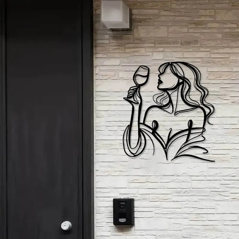 SEXY FEMALE Metal Silhouette With Wine Glass - FranksFunkyStuff