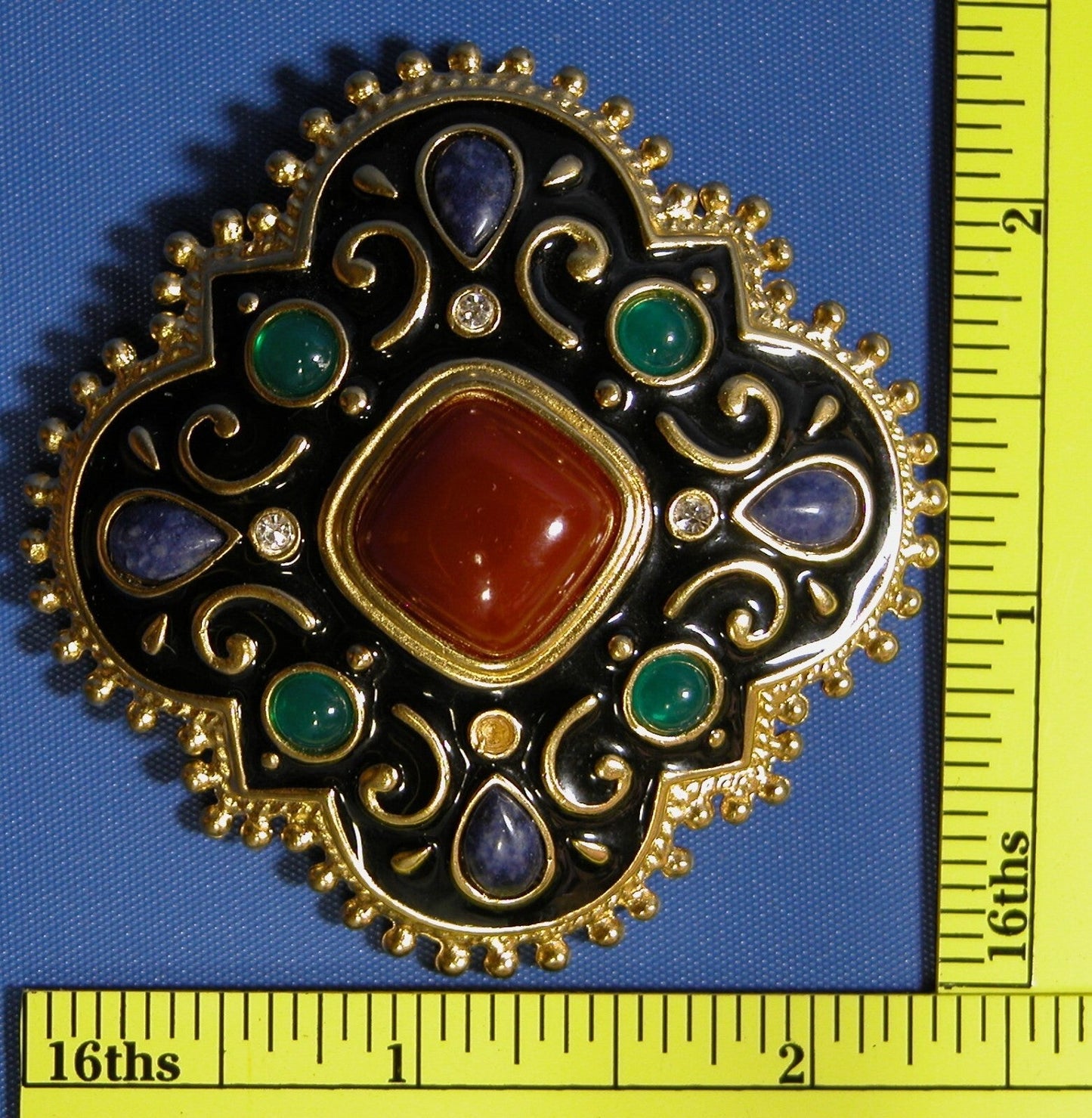 Vintage 1970's Costume Jewelry , Encrusted Brooch - FranksFunkyStuff