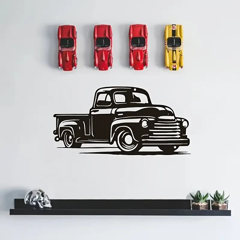 1950's Chevy Pickup Truck Black metal Silhouette Metal Wall Art - FranksFunkyStuff