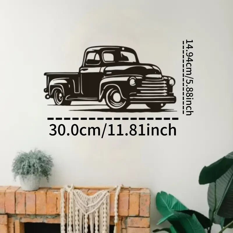 1950's Chevy Pickup Truck Black metal Silhouette Metal Wall Art - FranksFunkyStuff