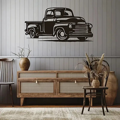 1950's Chevy Pickup Truck Black metal Silhouette Metal Wall Art - FranksFunkyStuff