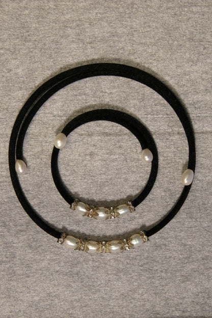 1970's Faux Pearl Matching Choker and Bracelet - FranksFunkyStuff