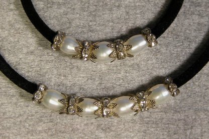 1970's Faux Pearl Matching Choker and Bracelet - FranksFunkyStuff