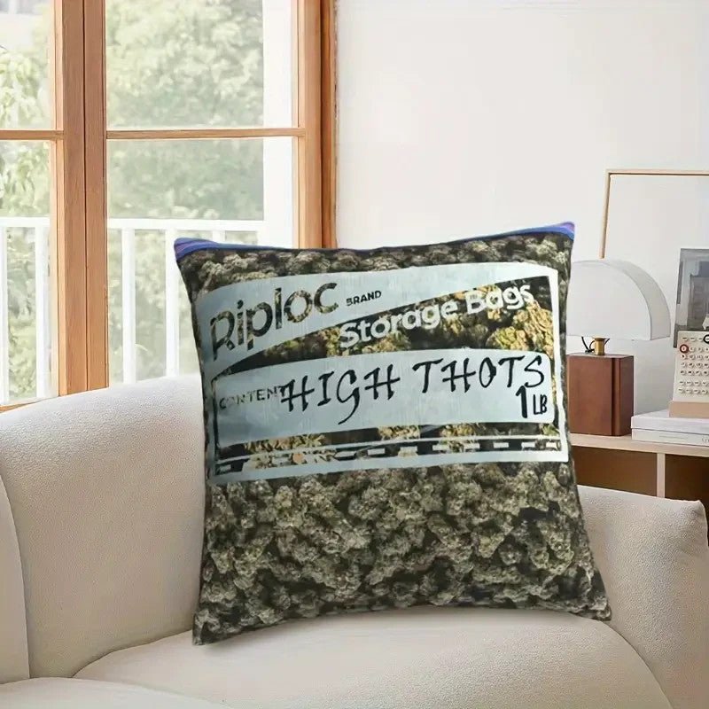420 Weed Baggie Design Throw Pillow Cover, 18x18 Inch - FranksFunkyStuff