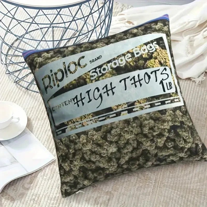 420 Weed Baggie Design Throw Pillow Cover, 18x18 Inch - FranksFunkyStuff