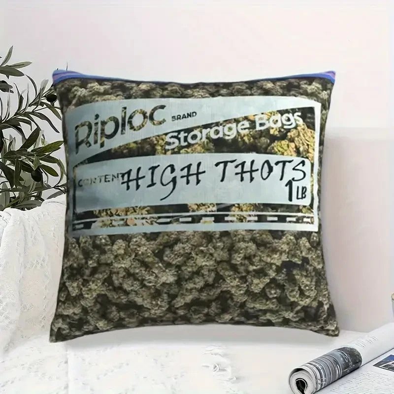 420 Weed Baggie Design Throw Pillow Cover, 18x18 Inch - FranksFunkyStuff
