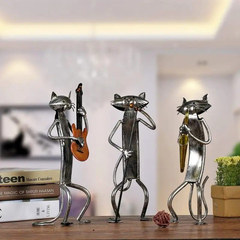 3 Piece Cat Band, Metal Sculptures