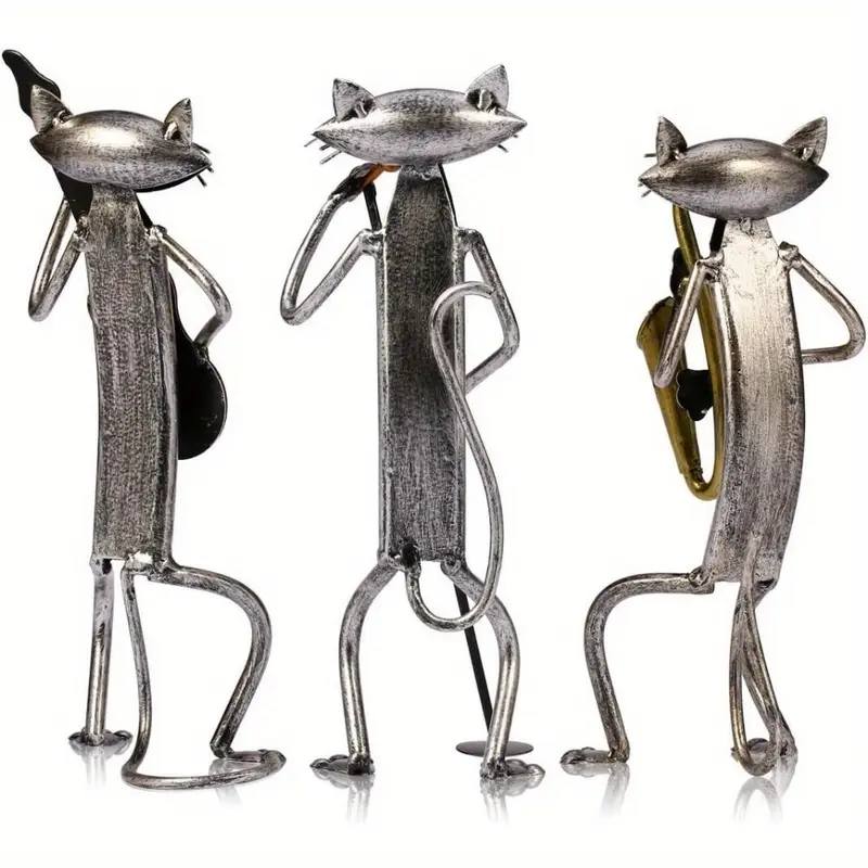 3 Piece Cat Band, Metal Sculptures
