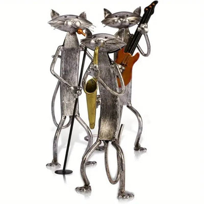 3 Piece Cat Band, Metal Sculptures