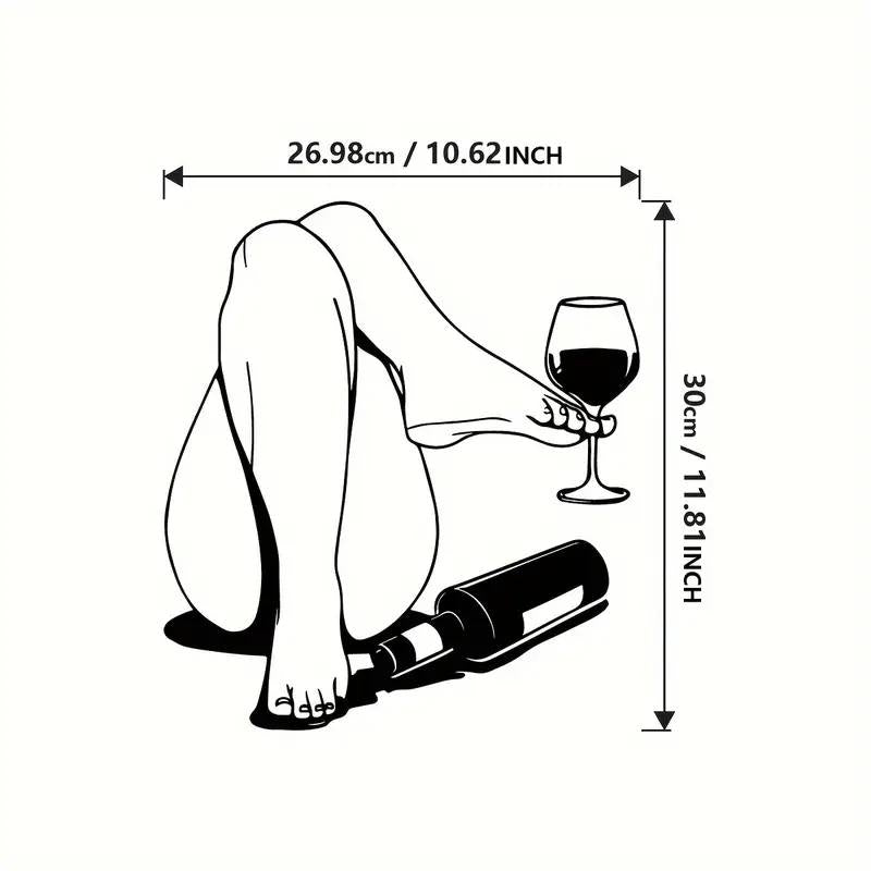 Sexy Female With Wine Metal Silhouette