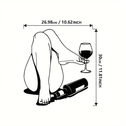 Sexy Female With Wine Metal Silhouette