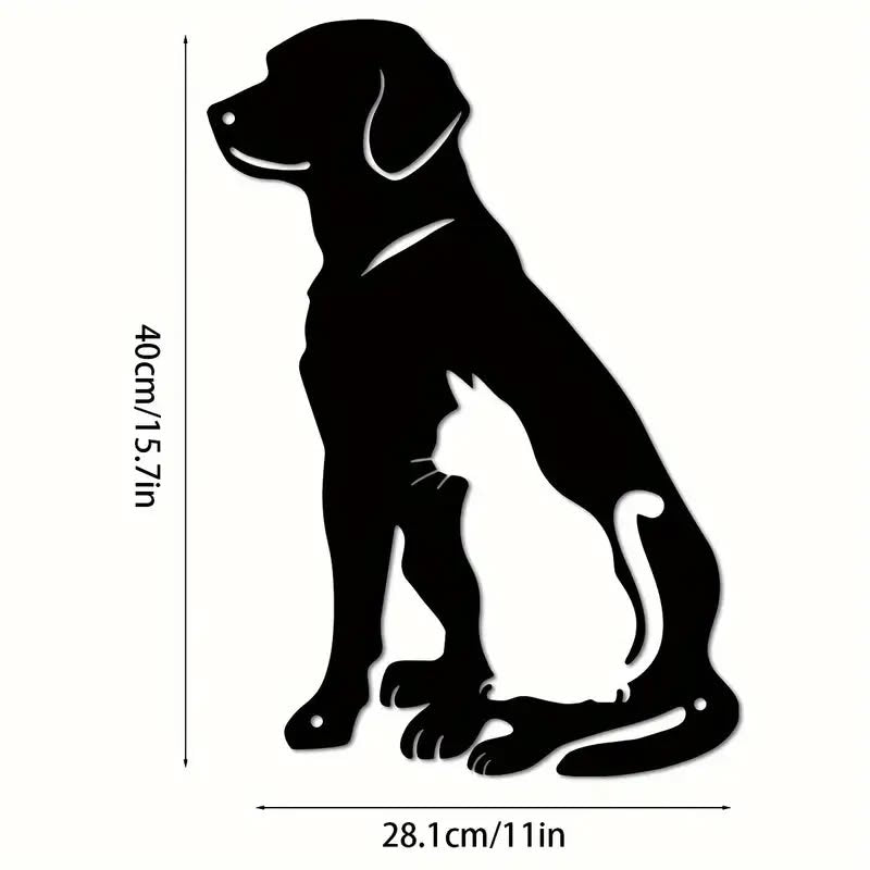 Cute Dog and Cat Wall Metal Silhouette New