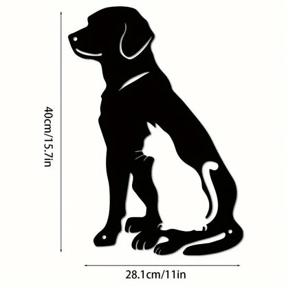 Cute Dog and Cat Wall Metal Silhouette New