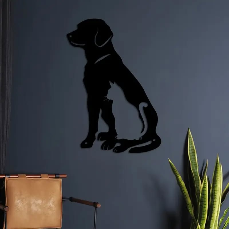 Cute Dog and Cat Wall Metal Silhouette New
