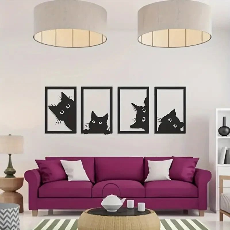 4pcs CATS/KITTENS Set Metal Wall Decor - FranksFunkyStuff