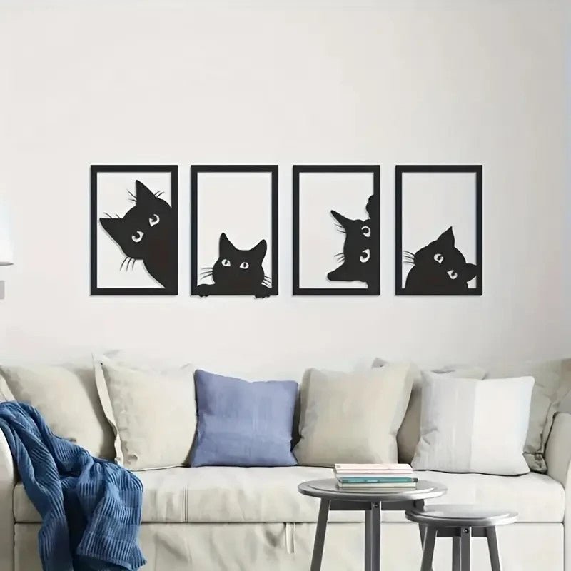 4pcs CATS/KITTENS Set Metal Wall Decor - FranksFunkyStuff