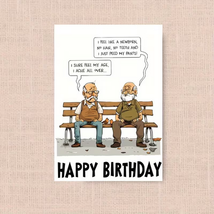 Festive Cartoon Elderly Men Birthday Card2