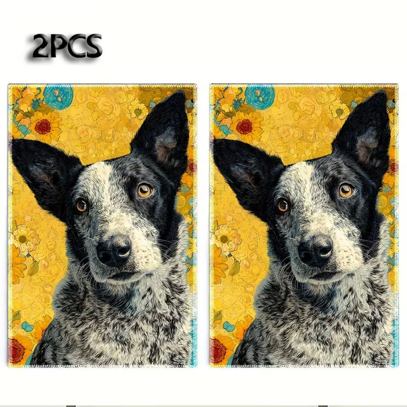 NEW 2pcs Australian Cattle Dog (Blue Heeler) Kitchen & Bath Towel Set0