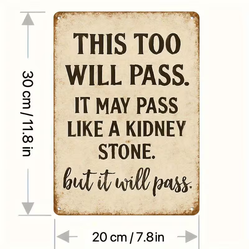 NEW Vintage Look Metal Tin Sign "This Too Will Pass" It May Pass Like a Stone1