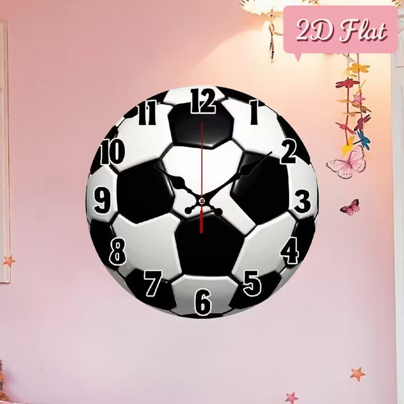 NEW Soccer Ball Clock 10 Inch 2d Flat1