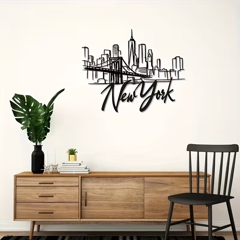 NEW, New York City Skyline Metal Wall Art with Brooklyn Bridge5