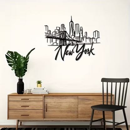 NEW, New York City Skyline Metal Wall Art with Brooklyn Bridge5