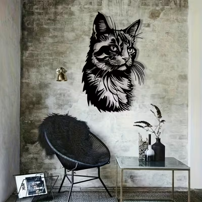 NEW Metal Cat Silhouette Wall Hanging3