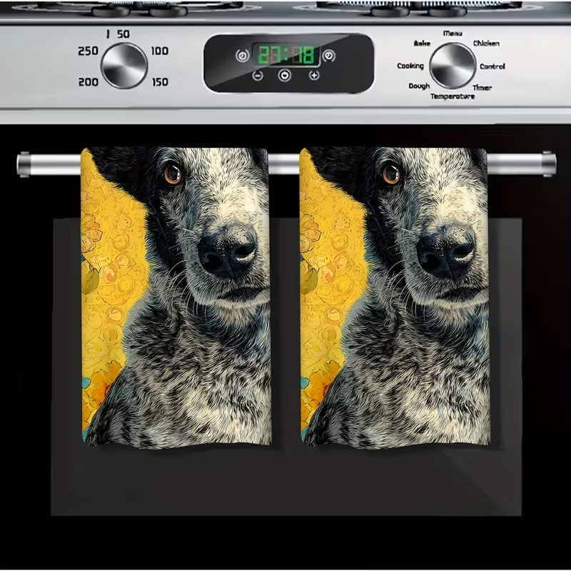 NEW 2pcs Australian Cattle Dog (Blue Heeler) Kitchen & Bath Towel Set5